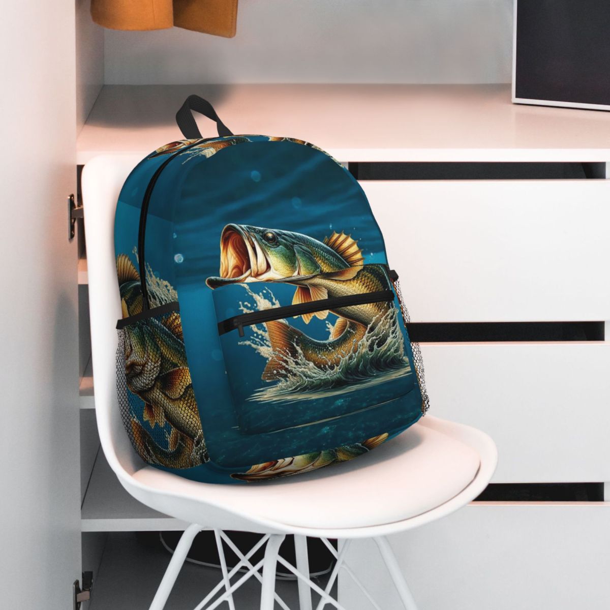 Fishing Backpack - Fishing Bass Fish Design Backpack Student