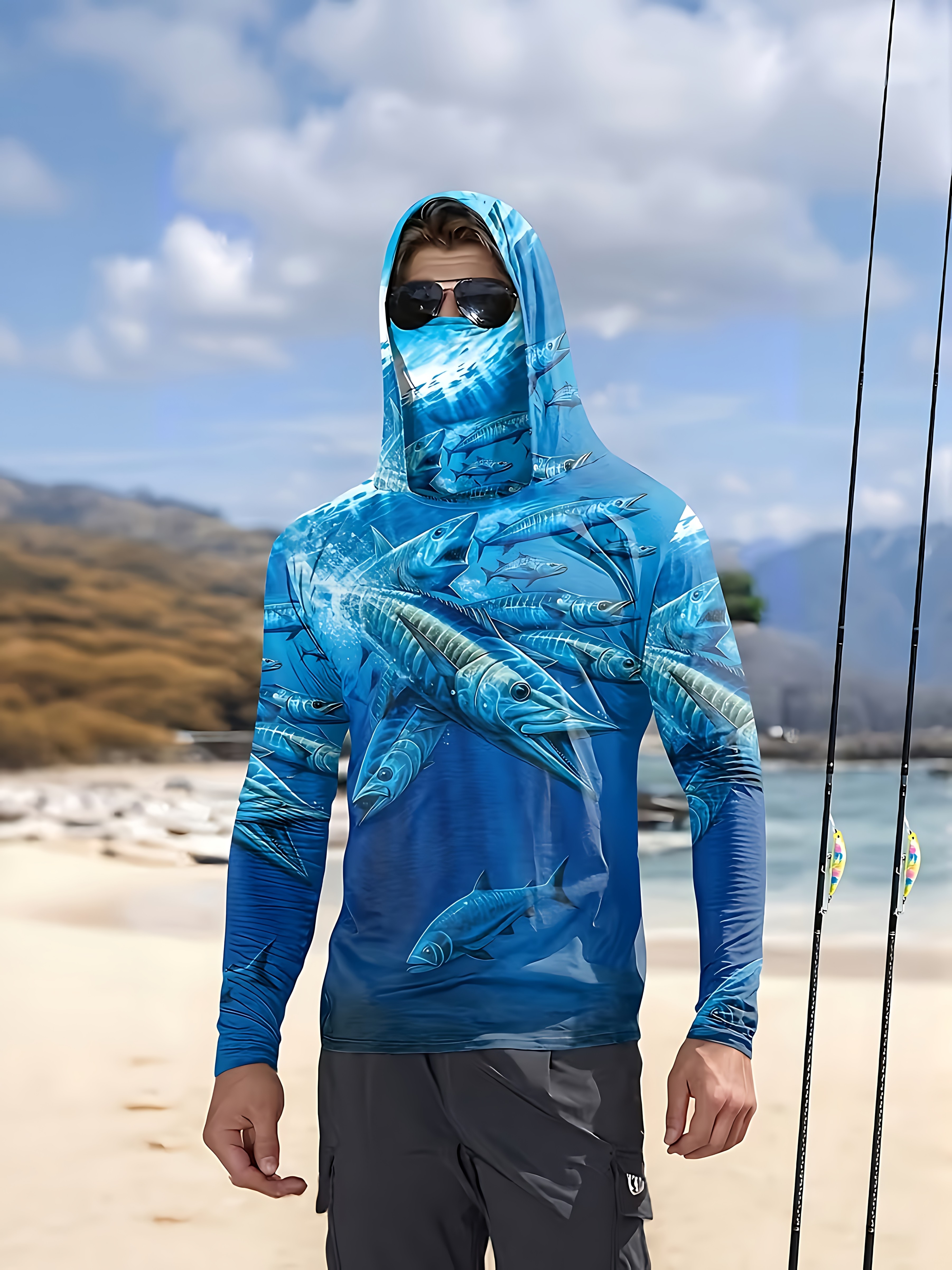 Fishing Shirt Hooded Men Fishi - огляд і ціна Fishing Mask Sun Protection