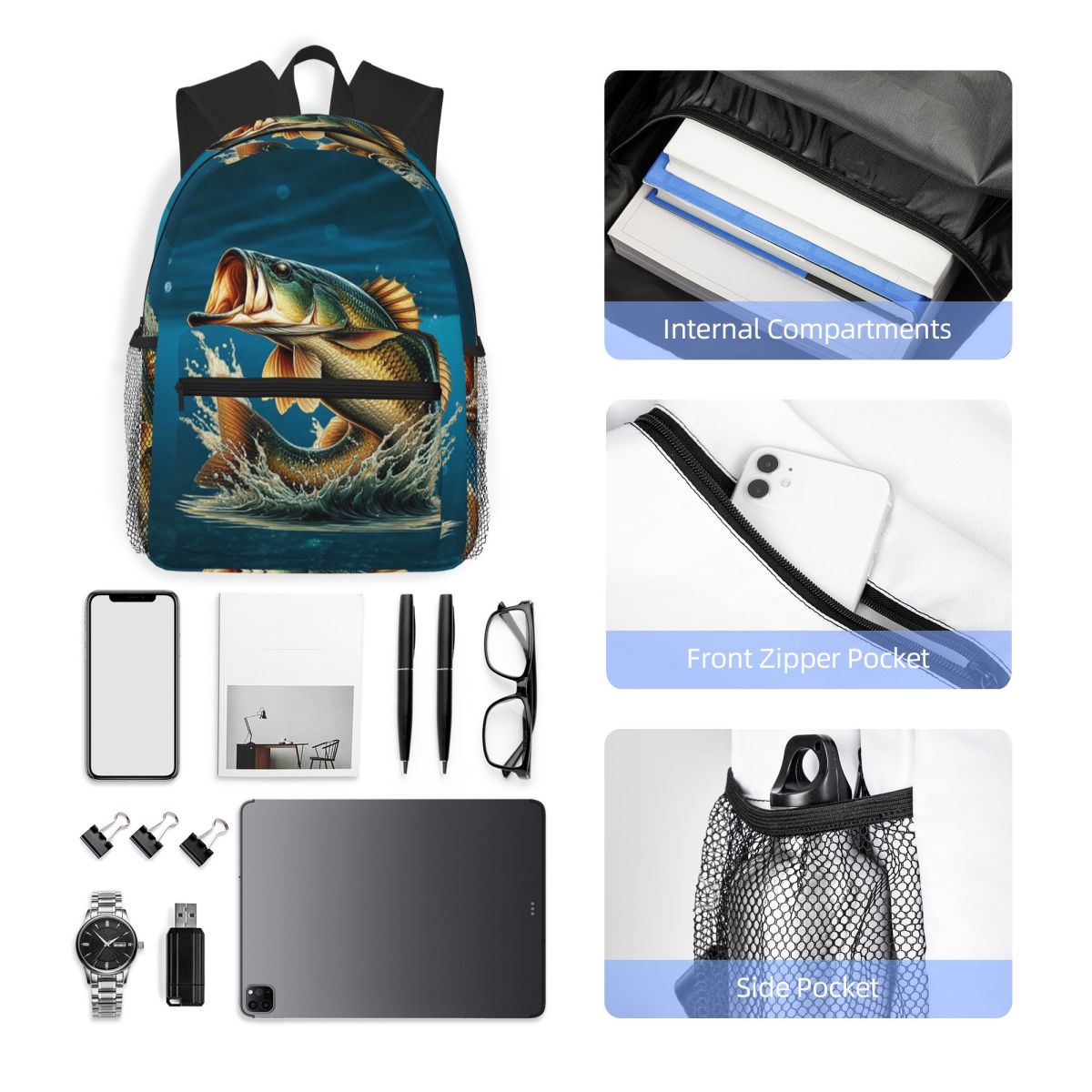 Fishing Bass Fish Design Backp - огляд і ціна Fishing Backpack